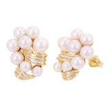 14k Yellow Gold Infinity Fresh Water Pearls Stud Earrings 19mmx15mm 6.4 grams