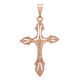 14k Rose Gold Jesus Christ Crucifix Cross Religious Charm Pendant 2.4" 6.2 grams - Rose