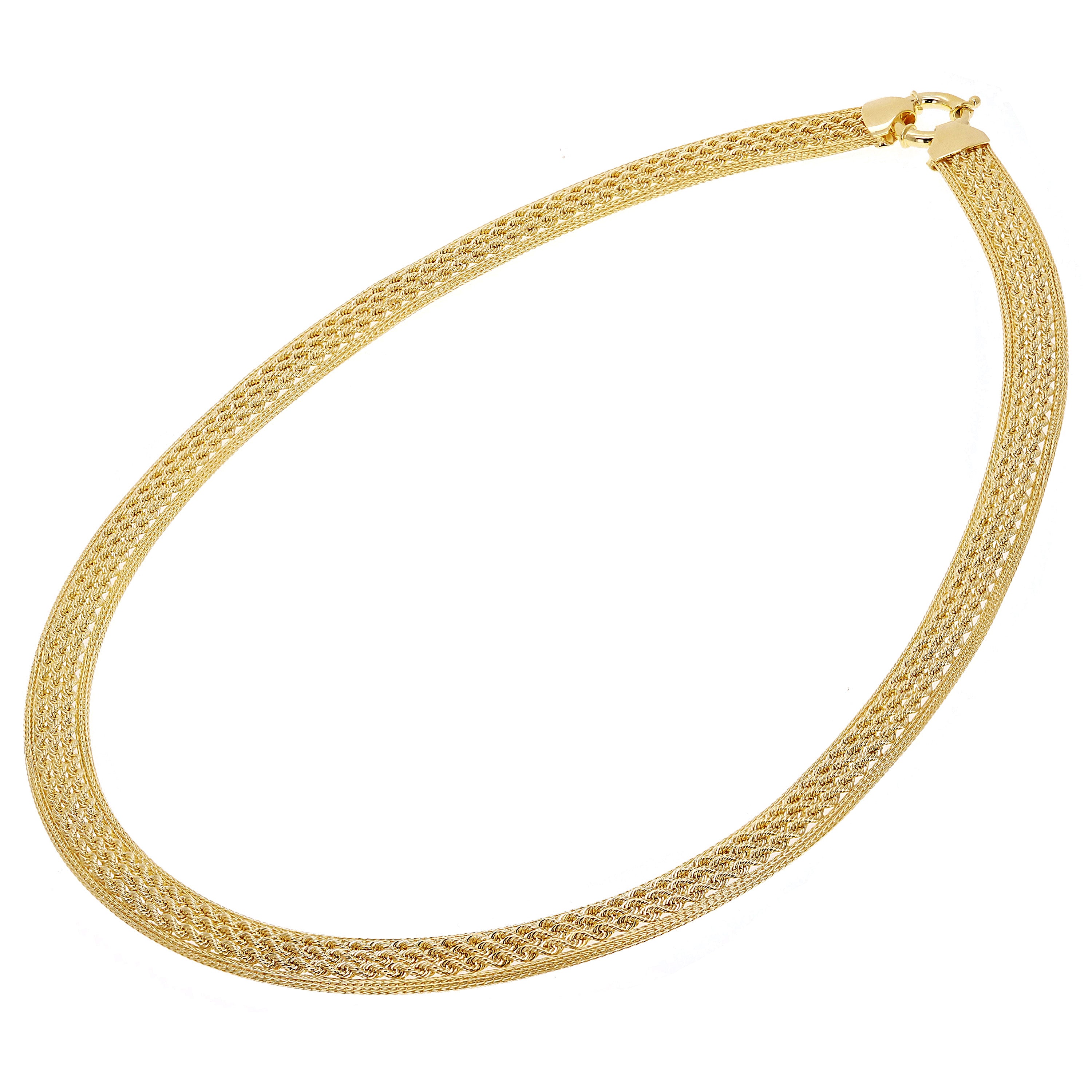 Italian 14k Yellow Gold Triple Strand Rope Chain Necklace 18.5" 9.5mm 20.3 grams - 18.5",9.5mm