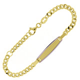 Italian 14k Two-Tone Gold Engravable Baby Kids ID Cuban Bracelet 5.5" 2.6 grams