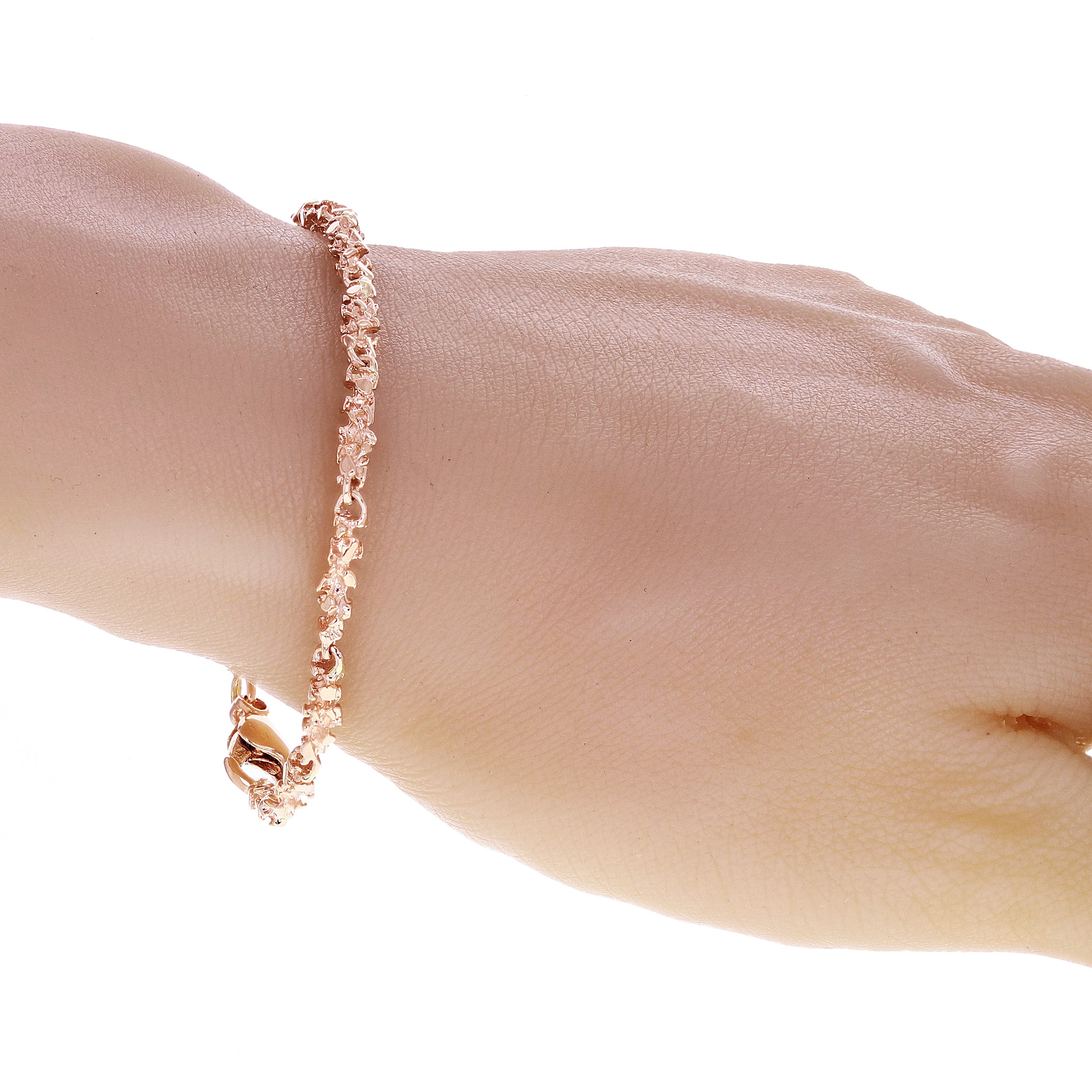 14k Rose Gold Nugget Bracelet 8.5" 3.8mm 11 grams