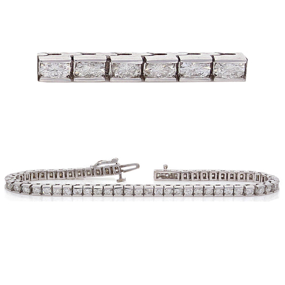 14k White Gold 5ctw Diamond Square Link Tennis Bracelet 7.5