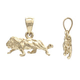 14k Yellow Gold 3D Lion Pendant Solid Gold Animal Charm 2.5 grams - Yellow