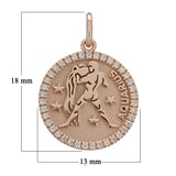 14k Rose Gold  Diamond Zodiac Sign Aquarius Pendant - Aquarius,Rose