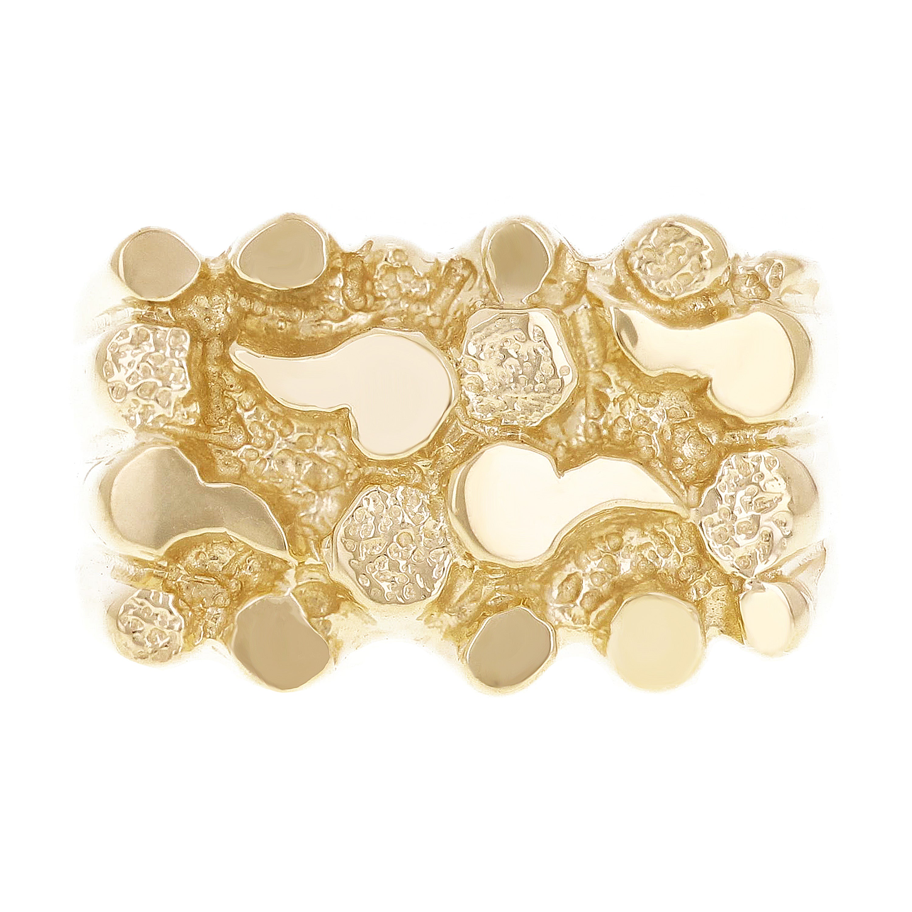 14k Yellow Gold Solid Rectangle Nugget Ring Size 7.5 - 12.4mm 9.9 grams - Ring Size 7.5