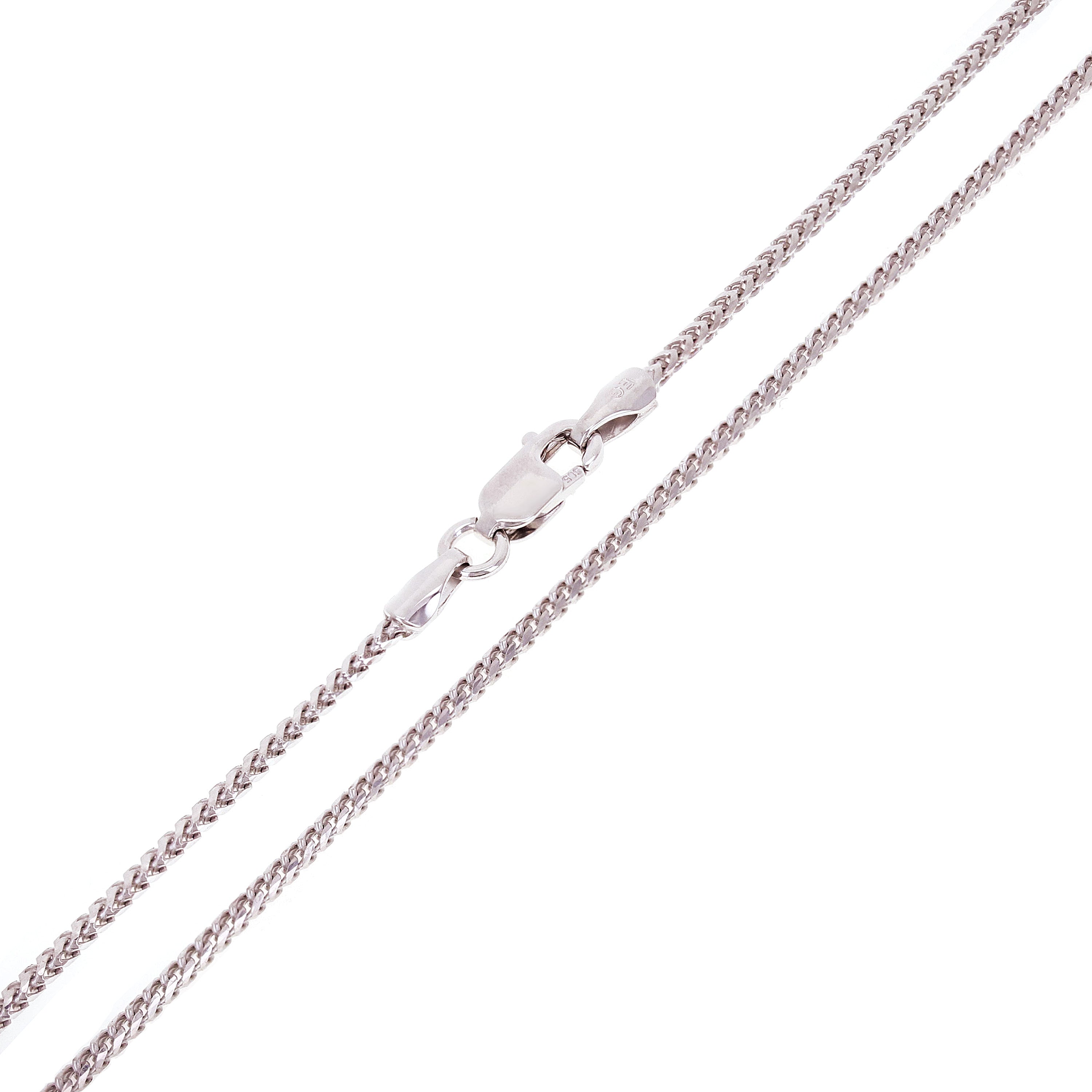Italian 14k White Gold Solid Diamond Cut Franco Chain Necklace 18" 1.3mm 4.5g - 18"