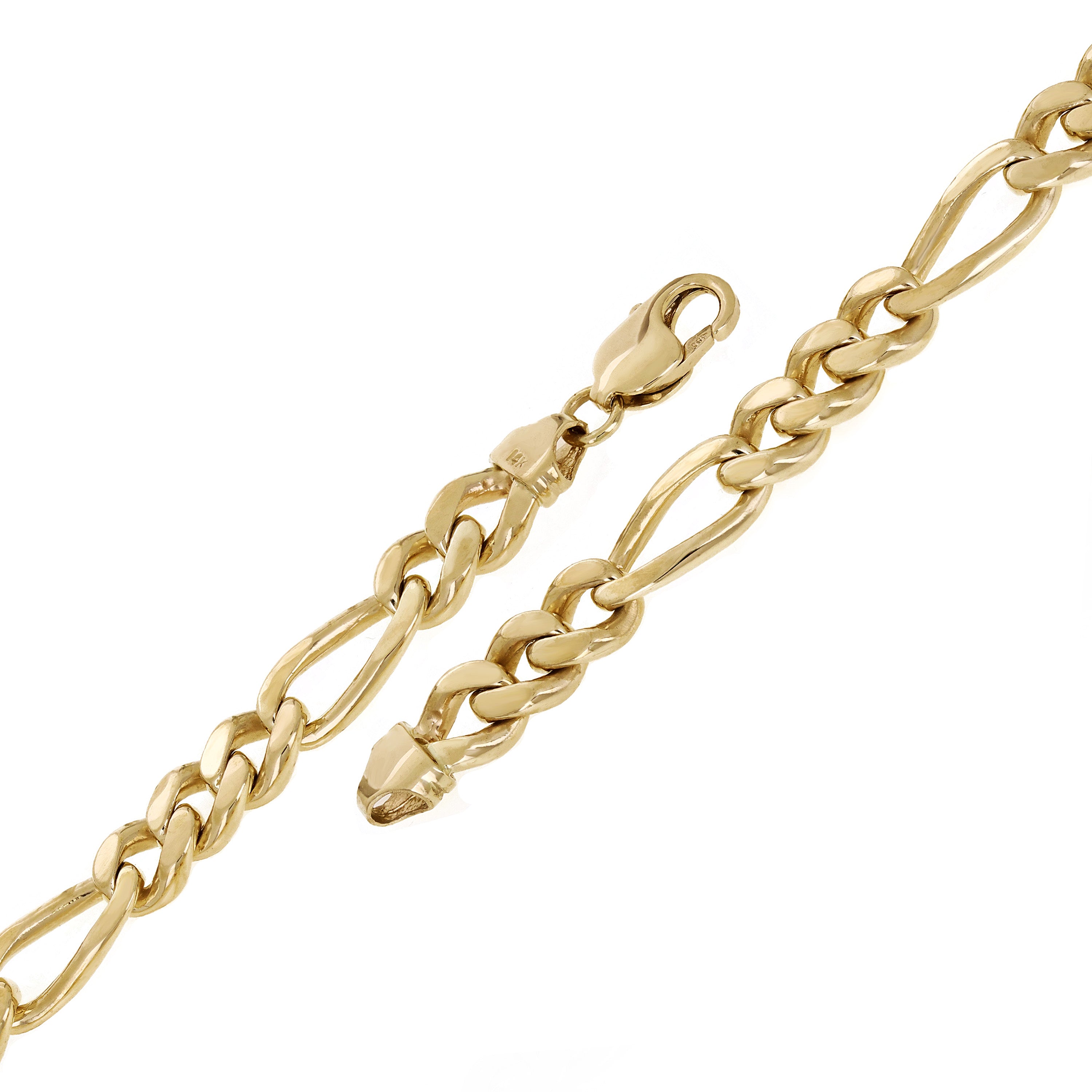 10k Yellow Gold Solid Figaro Chain Bracelet 7" 8.8mm 29 grams - 7" 29 grams