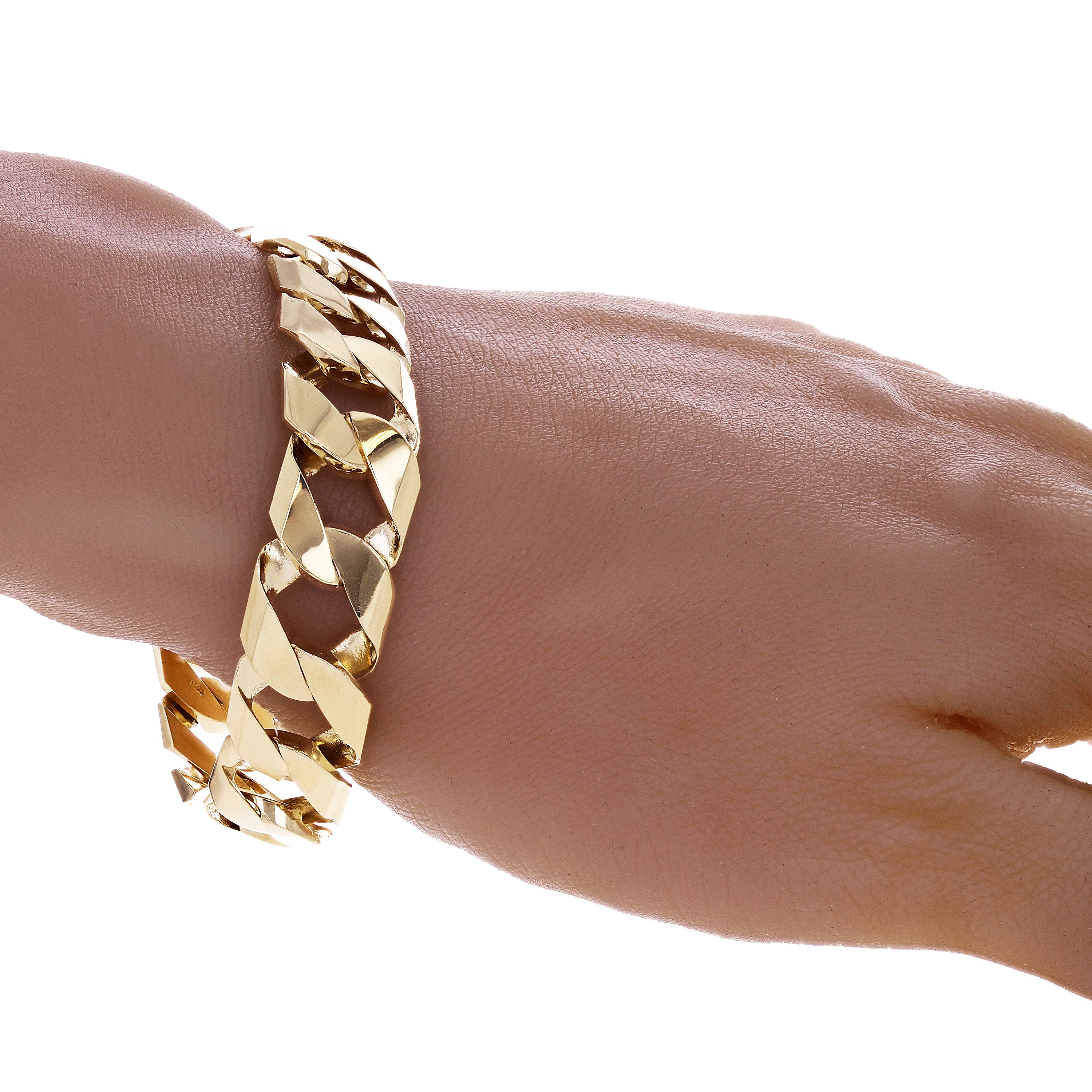 10k Yellow Gold Cuban Chain Link Bracelet 7" 13.8mm 26.9 grams - 7"