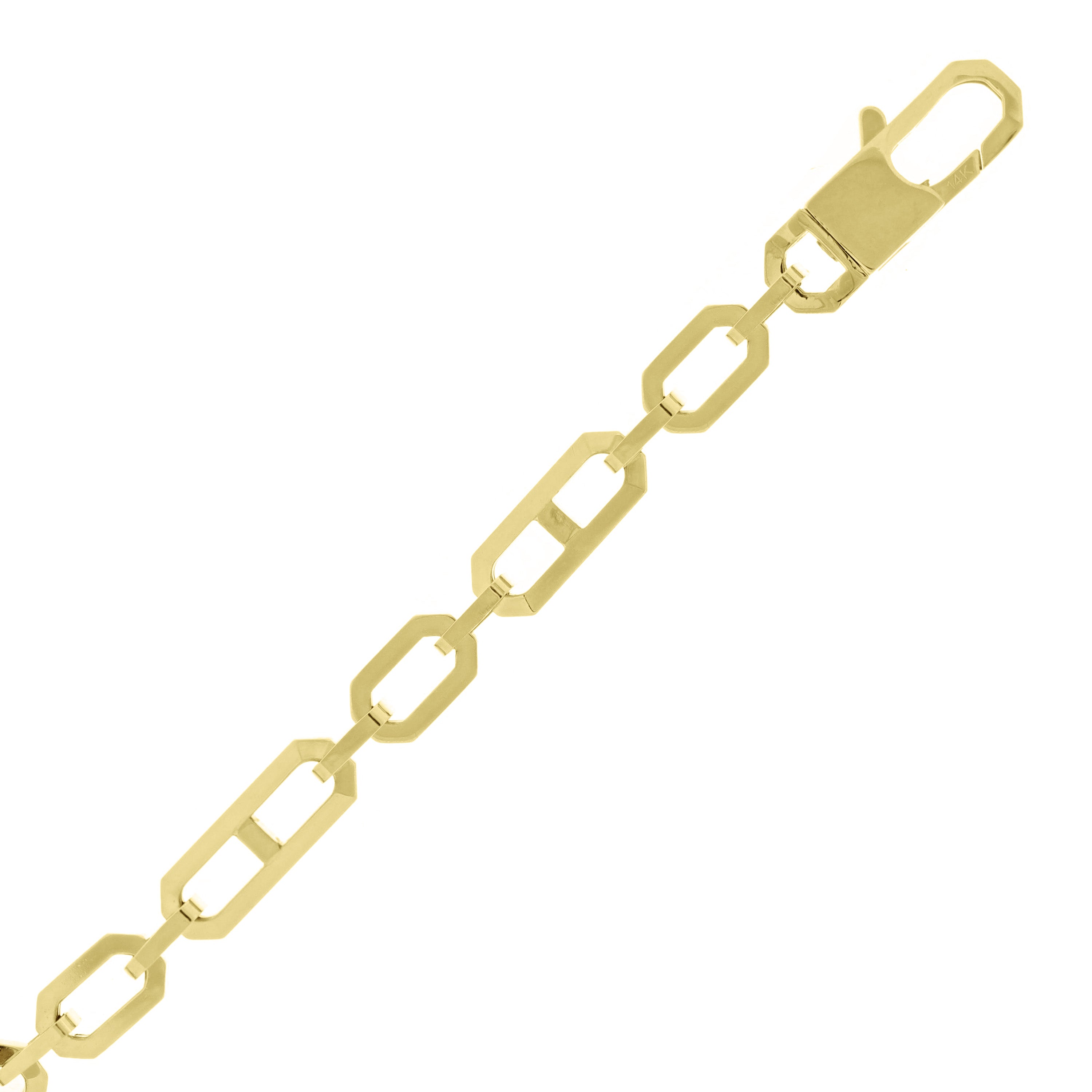 Italian 14k Yellow Gold Beveled Mariner Link Chain Bracelet 8" 6mm 7.9 grams
