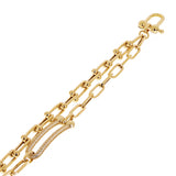 Italian 14k Yellow Gold Double U Shape Hardwear Link Bracelet with CZ 8" 12.4g - 8" 12.4 grams