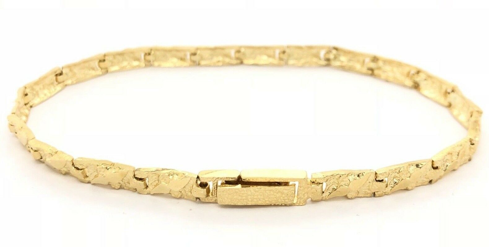 10k Yellow Gold Solid Nugget Bracelet 7"- 7.5" 4.75mm 8.5 grams - 7.5"