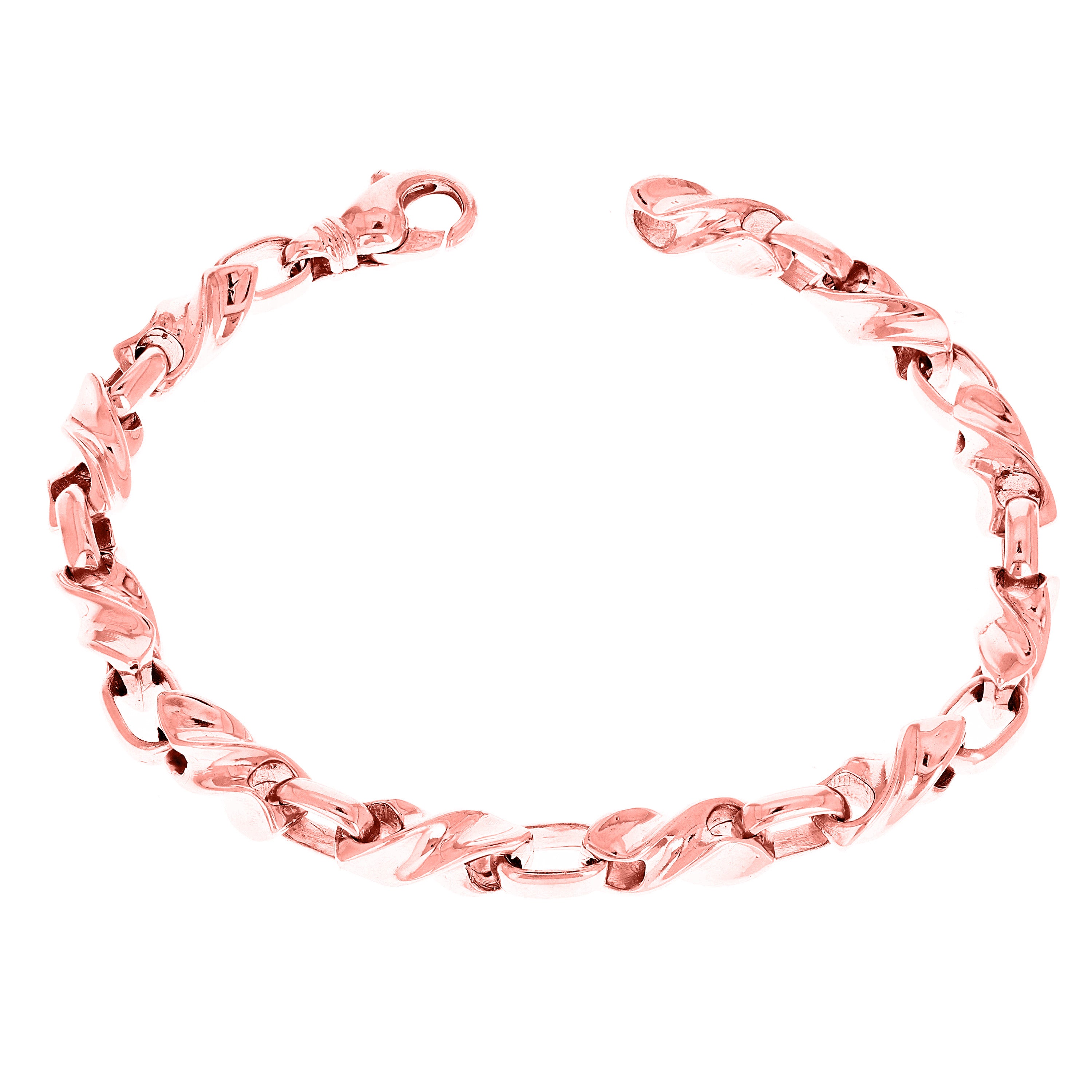 14k White Gold Solid Handmade Fashion Link Bracelet 7.5" 6.5mm 31.4 grams - White,7.5" 31.4 grams