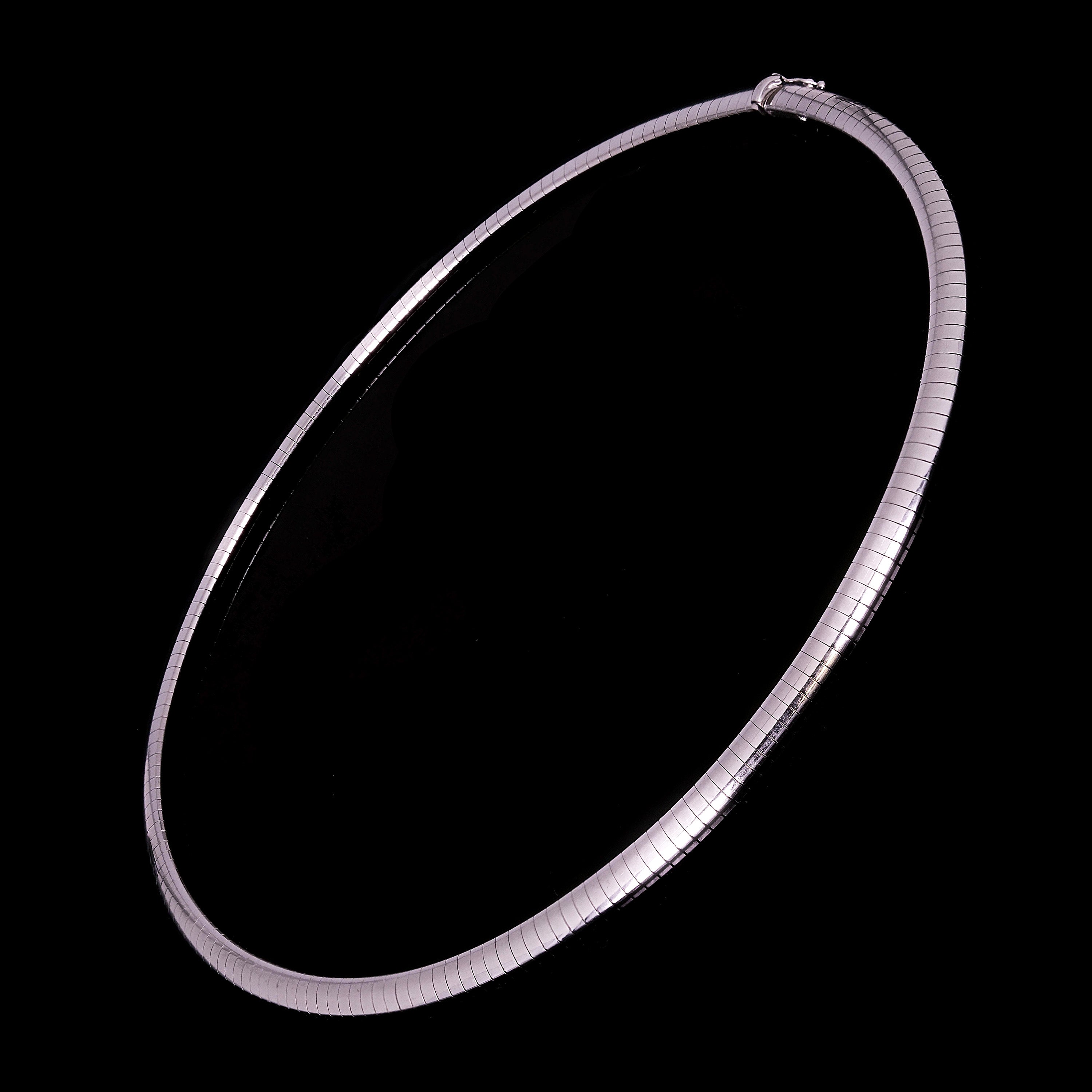 Women's Italian 14k White Gold Omega Necklace Choker 16" 5mm 27.7 grams - 27.7 grams