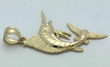 14k Yellow Gold Solid Marlin Fish Charm Pendant 1.8 grams