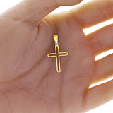 14k Yellow Gold Outlined Cross Charm Pendant 1.1" 1.5 grams