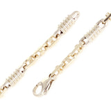 14k Yellow & White Gold Handmade Spring Barrel Link Bracelet 7" 7mm 22.6 grams