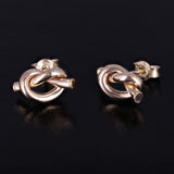 Italian 14k Yellow Gold Bright Shine Pretzel Love Knot Tubular Stud Earrings - Yellow,Small