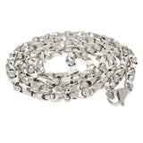 14k White Gold Handmade Fashion Link Necklace 30" 5mm 65 grams - White,30"