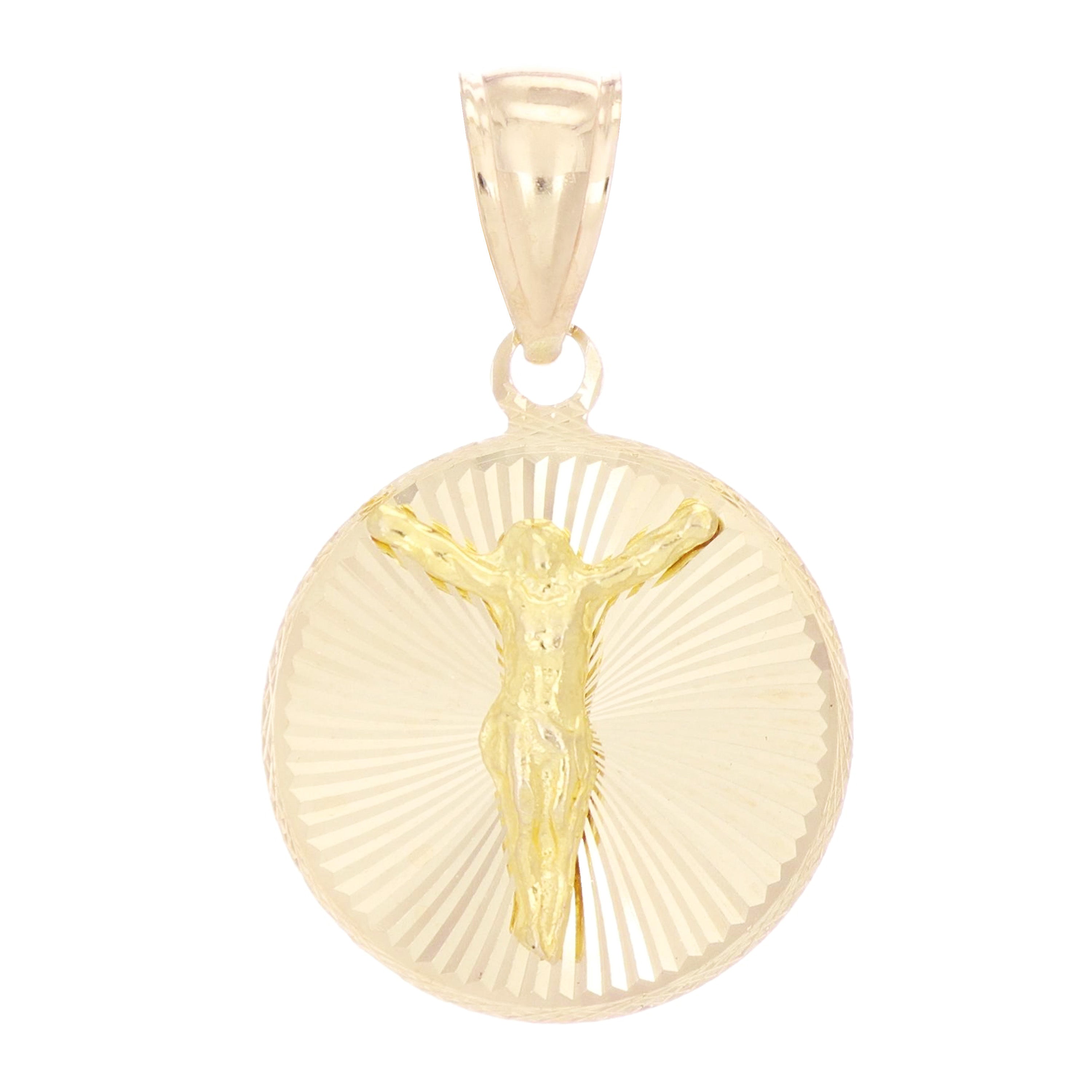 14k Yellow Gold Cross Jesus Christ Crucifix Pendant Medium - Medium