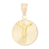 14k Yellow Gold Cross Jesus Christ Crucifix Pendant Medium - Medium