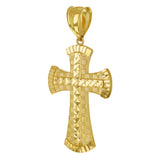 14k Yellow Gold Solid Diamond Cut Cross Religious Pendant 2.4" 9.5 grams