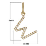 14k Yellow Gold Diamond Initial Letter W Charm Pendant - Letter W,Yellow