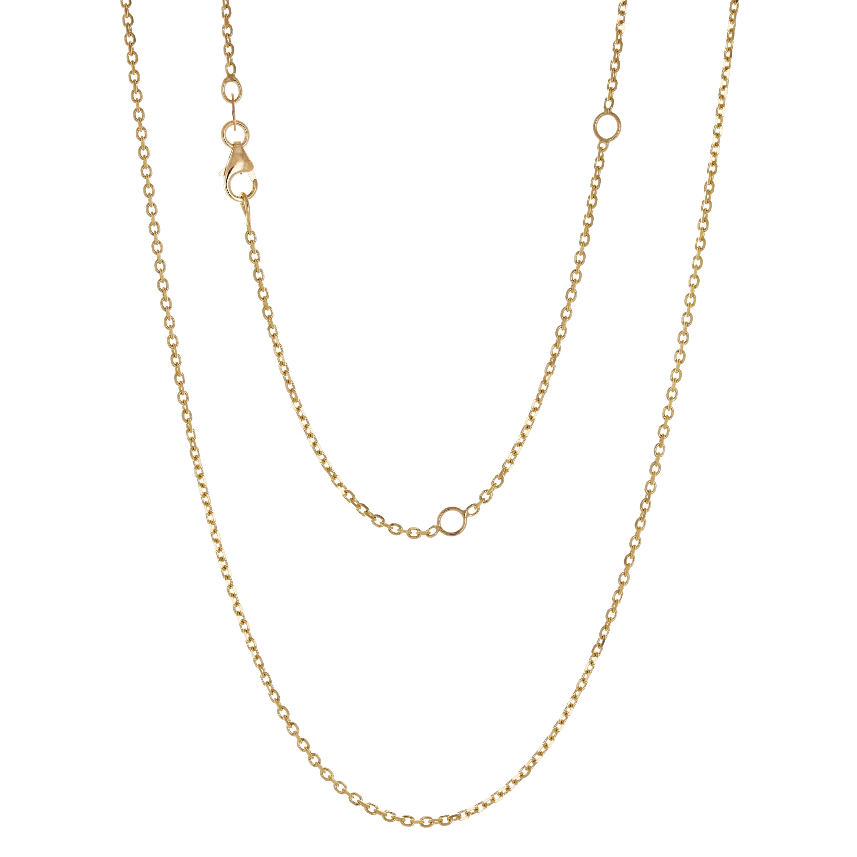 Italian 14k Yellow Gold Diamond Cut Rolo Chain Necklace 16-20" 0.9mm to 1.35mm