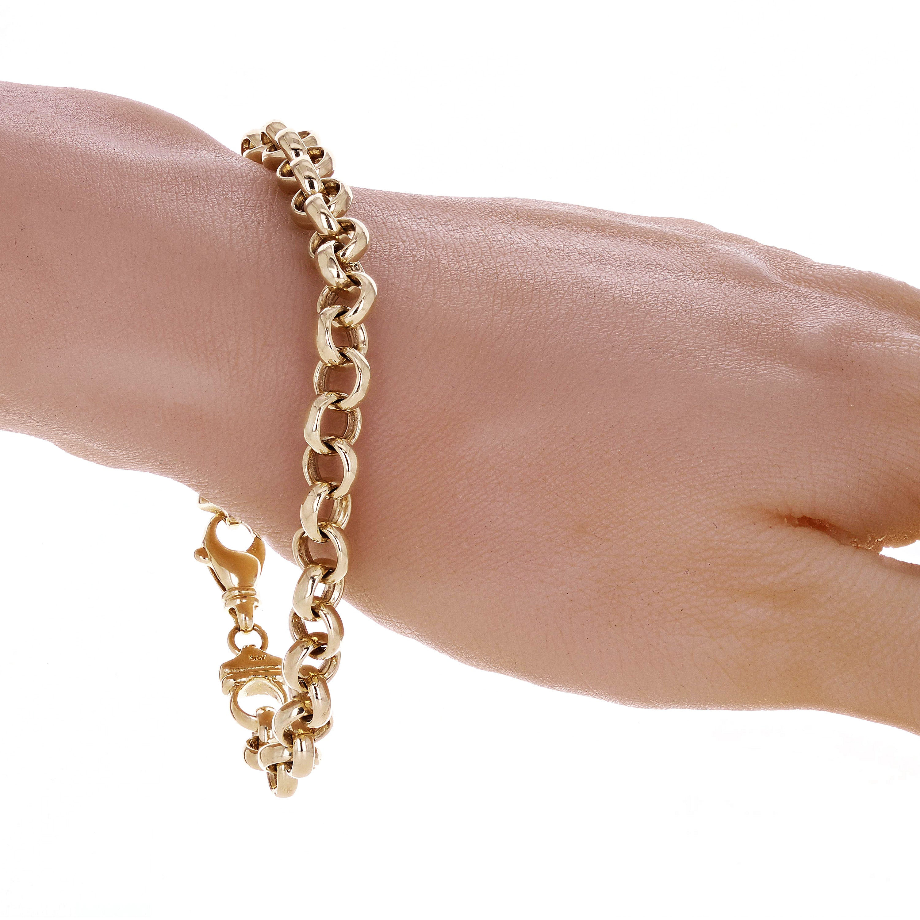 10k Yellow Gold Solid Handmade Rolo Bracelet Link Chain 8mm 7.5" 25.5 grams - 7.5"