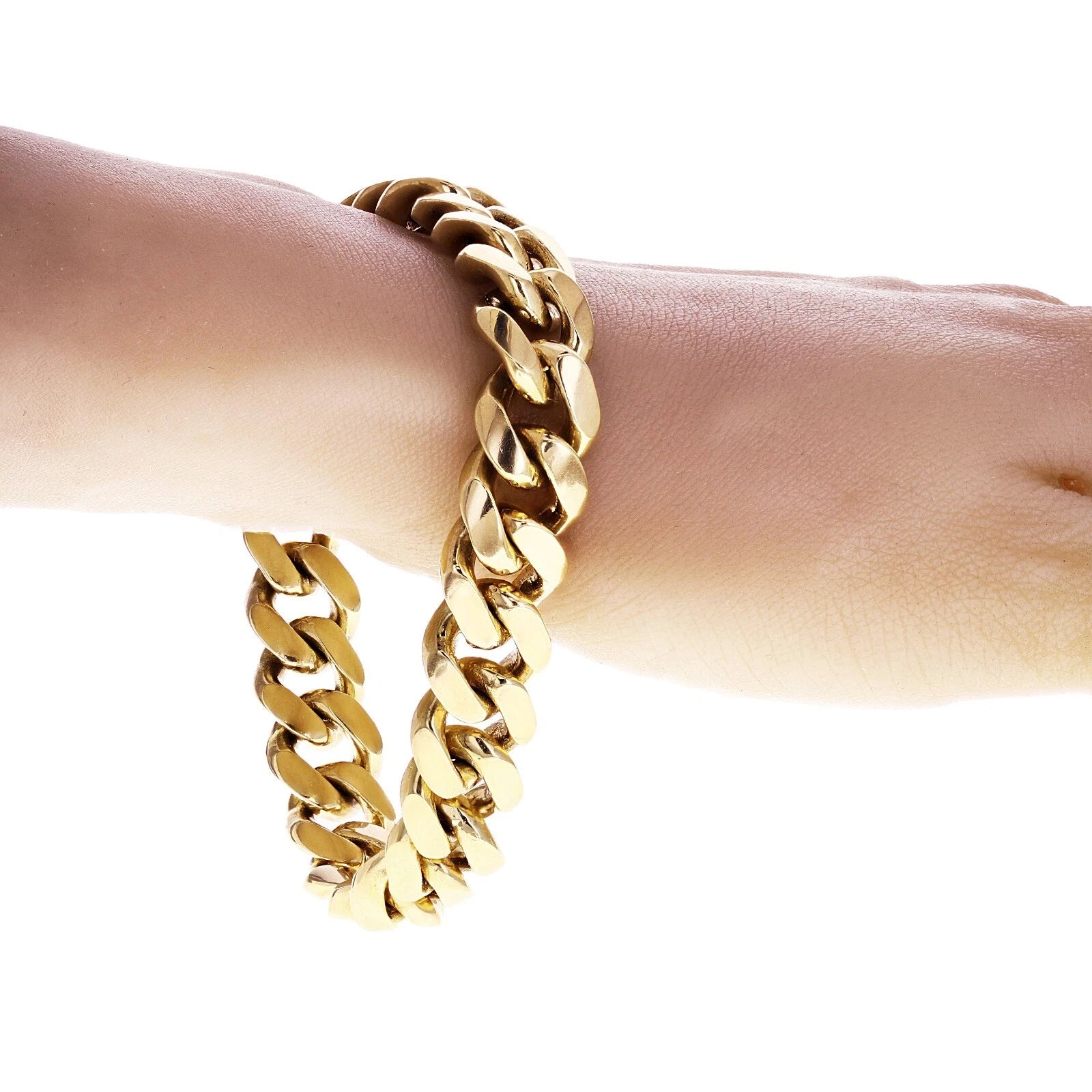 10k Yellow Gold Heavy Solid Miami Cuban Link Chain Bracelet 7" - 9" 15mm