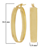 Italian 14kt Yellow Gold Hollow Oval Hoop Drop Earrings 1.4" 5.9mm 2.8 grams