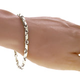 14k White Gold Solid Handmade Fancy Link Bracelet 7" 5mm 12.4 grams - White,7" 12.4 grams