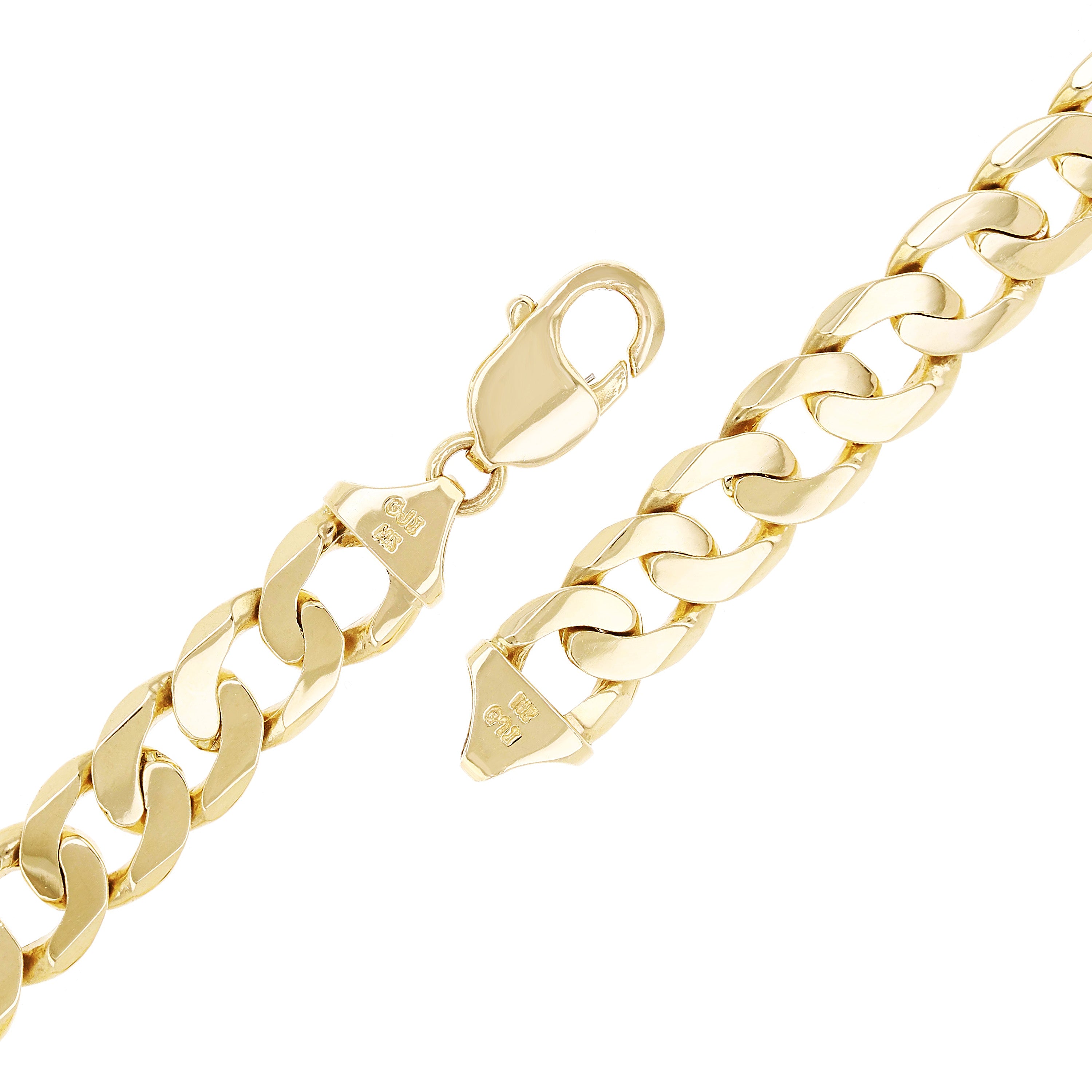 10k Yellow Gold Solid Flat Curb Cuban Link Chain Bracelet 7" 10.3mm 23.4 grams - 7" 23.4 grams