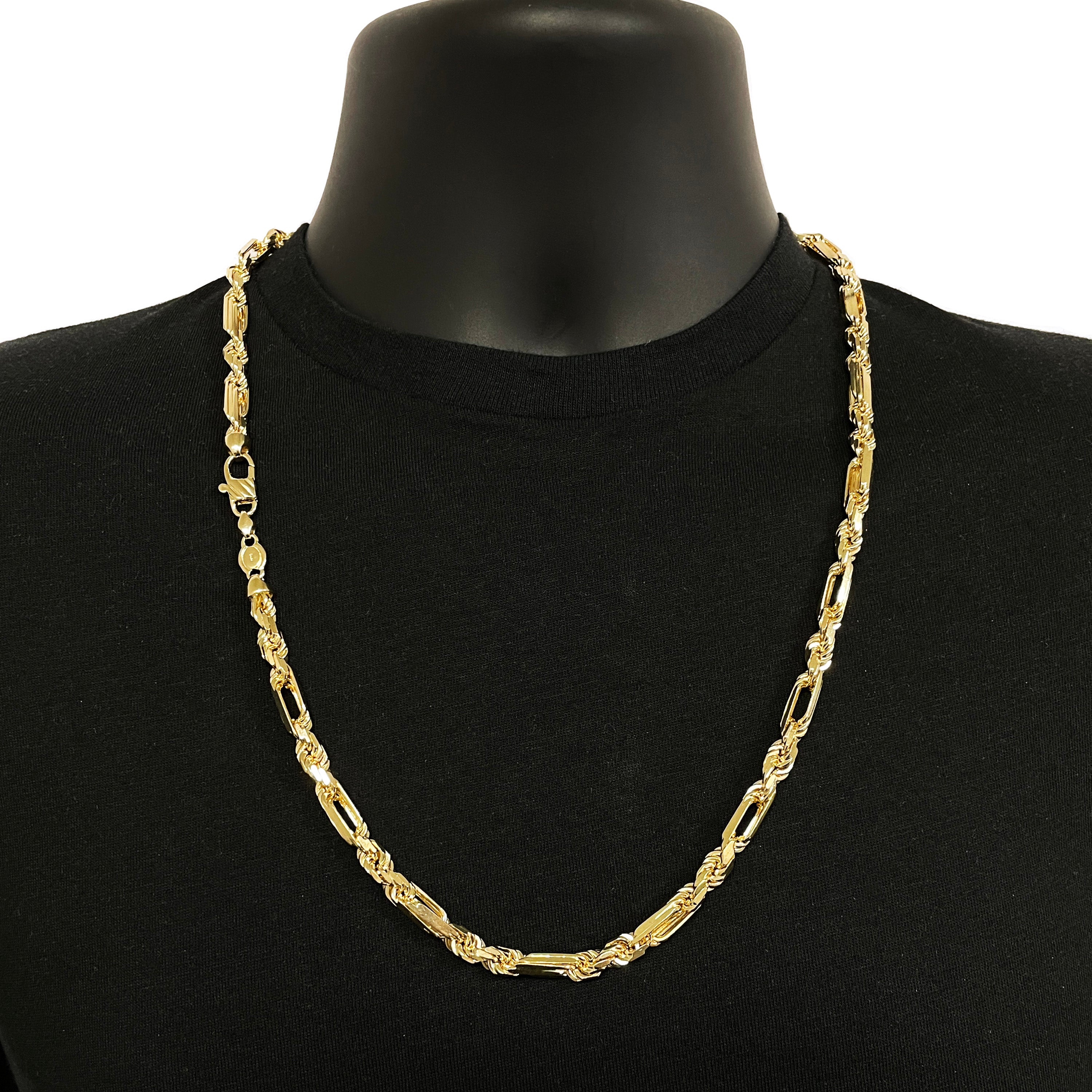 Italian 14k Yellow Gold Solid Milano Figaro Rope Chain Necklace 20" 6mm 54.3 grams