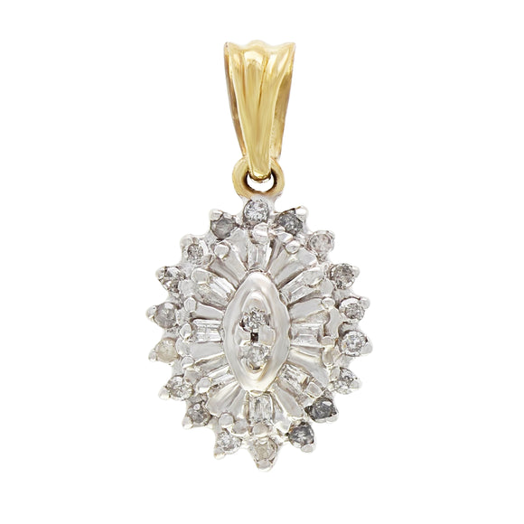 10k Yellow & White Gold 0.40ctw Diamond Cluster Pendant