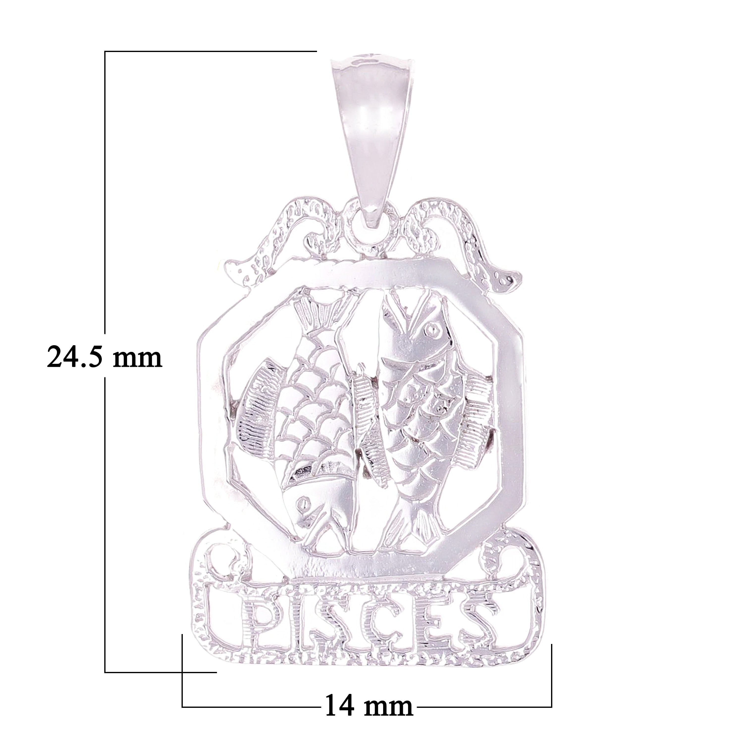 14k White Gold  Diamond Zodiac Sign Pisces Pendant - Pisces,White