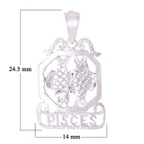 14k White Gold  Diamond Zodiac Sign Pisces Pendant - Pisces,White