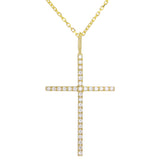 14k Yellow Gold Diamond Cross Pendant Necklace 18" - Yellow
