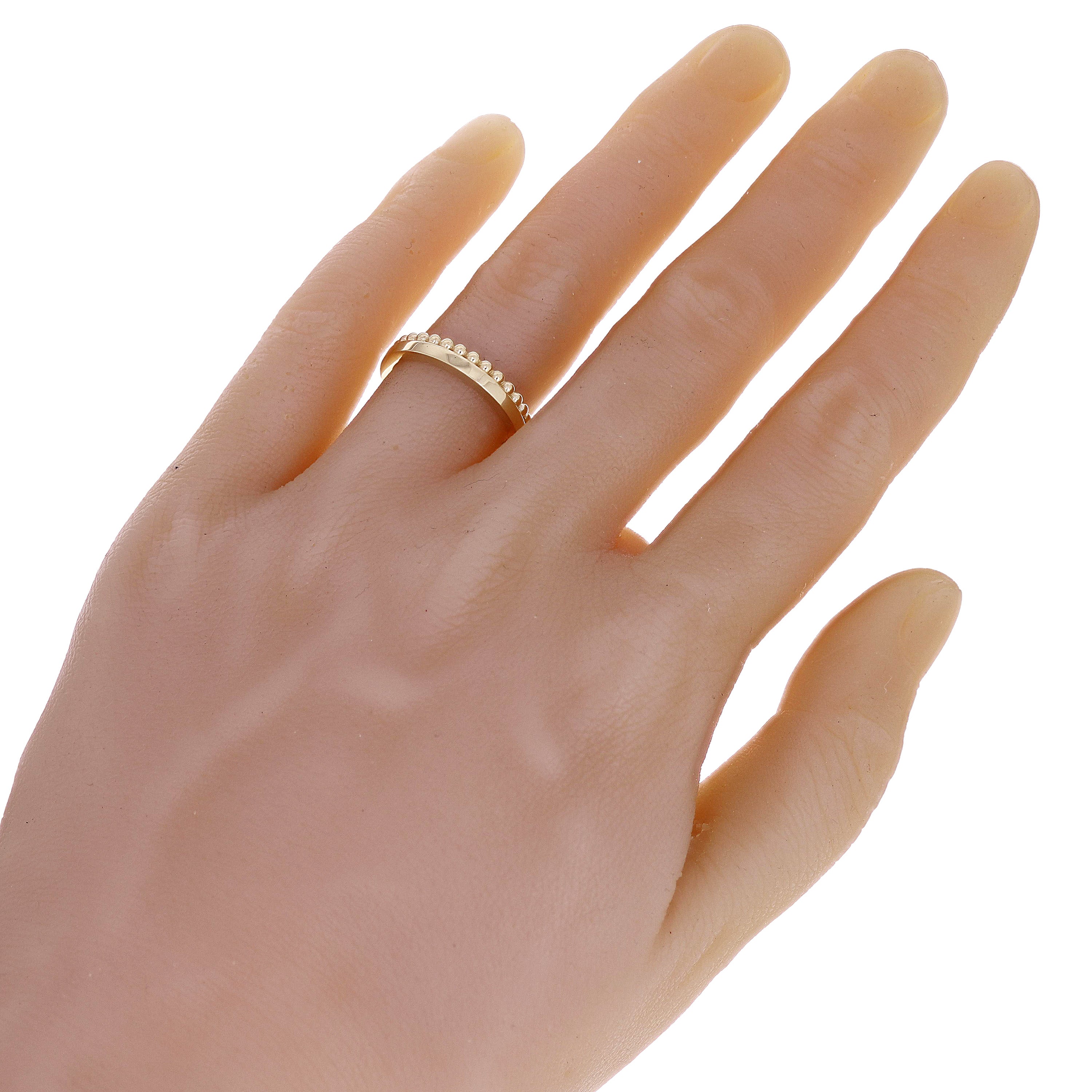 14k Yellow Gold Beaded Plain Stackable Band Ring Size 8 - 4.1mm 5.5 grams