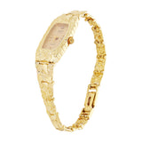 14k Yellow Gold Nugget Link Wrist Band with Geneve Diamond Watch 7-7.5" 24 grams