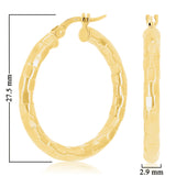 Italian 14k Yellow Gold Faceted 3mm 1" Diameter Round Hoop Earrings 2 grams