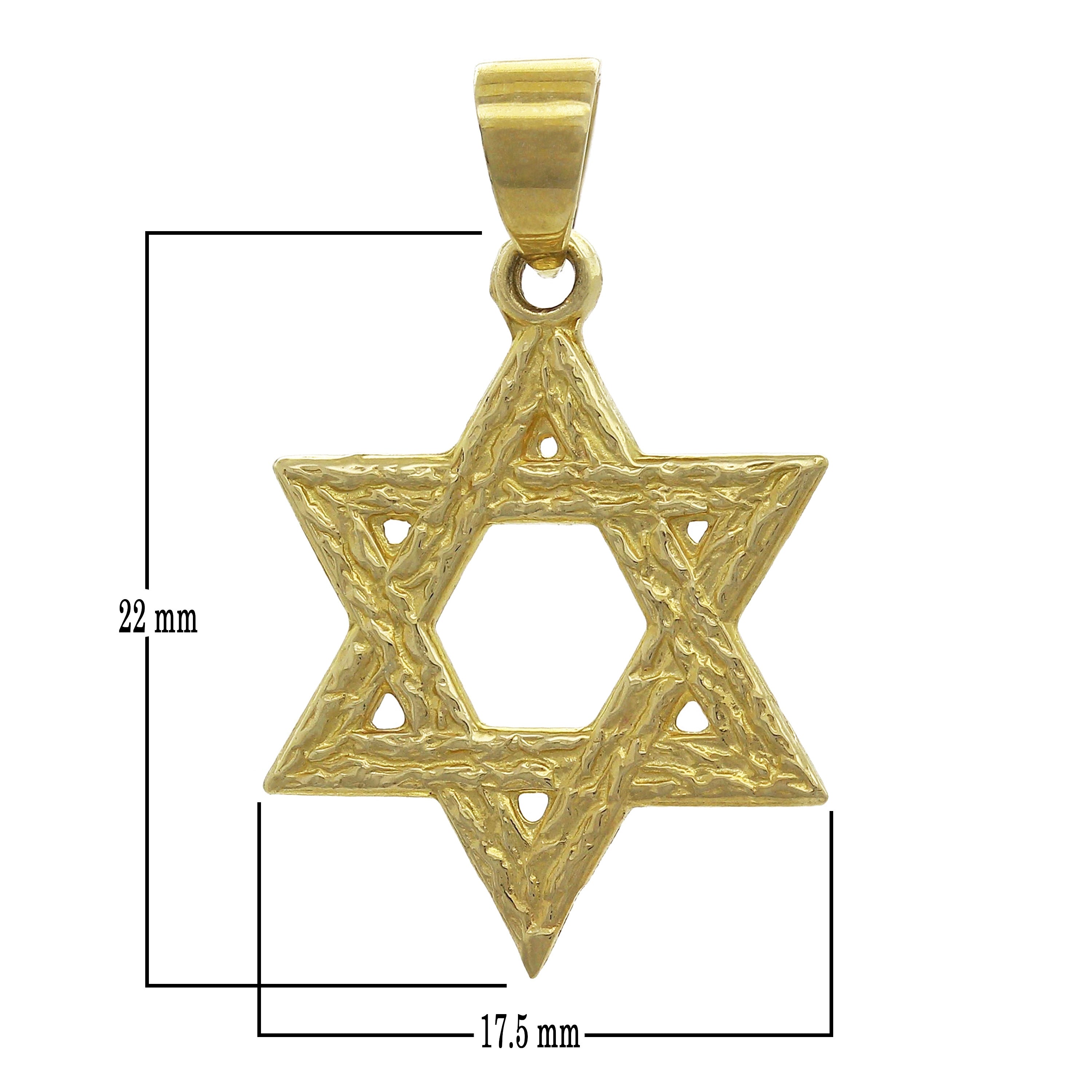 14k Yellow Gold Solid Diamond Cut Jewish Star of David Charm Pendant 1.3 grams - Yellow