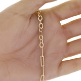 Italian 14k Yellow Gold Oval & Paper Clip Link Chain Bracelet 7.5" 3.1 grams