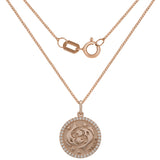 14k Rose Gold  Diamond Zodiac Sign Pisces Pendant Necklace 18" - Pisces,Rose