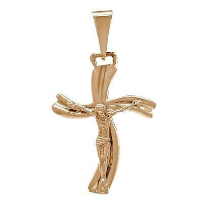 14k Rose Gold Jesus Christ Crucifix Cross Religious Charm Pendant 3.9 grams