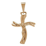 14k Rose Gold Jesus Christ Crucifix Cross Religious Charm Pendant 3.9 grams