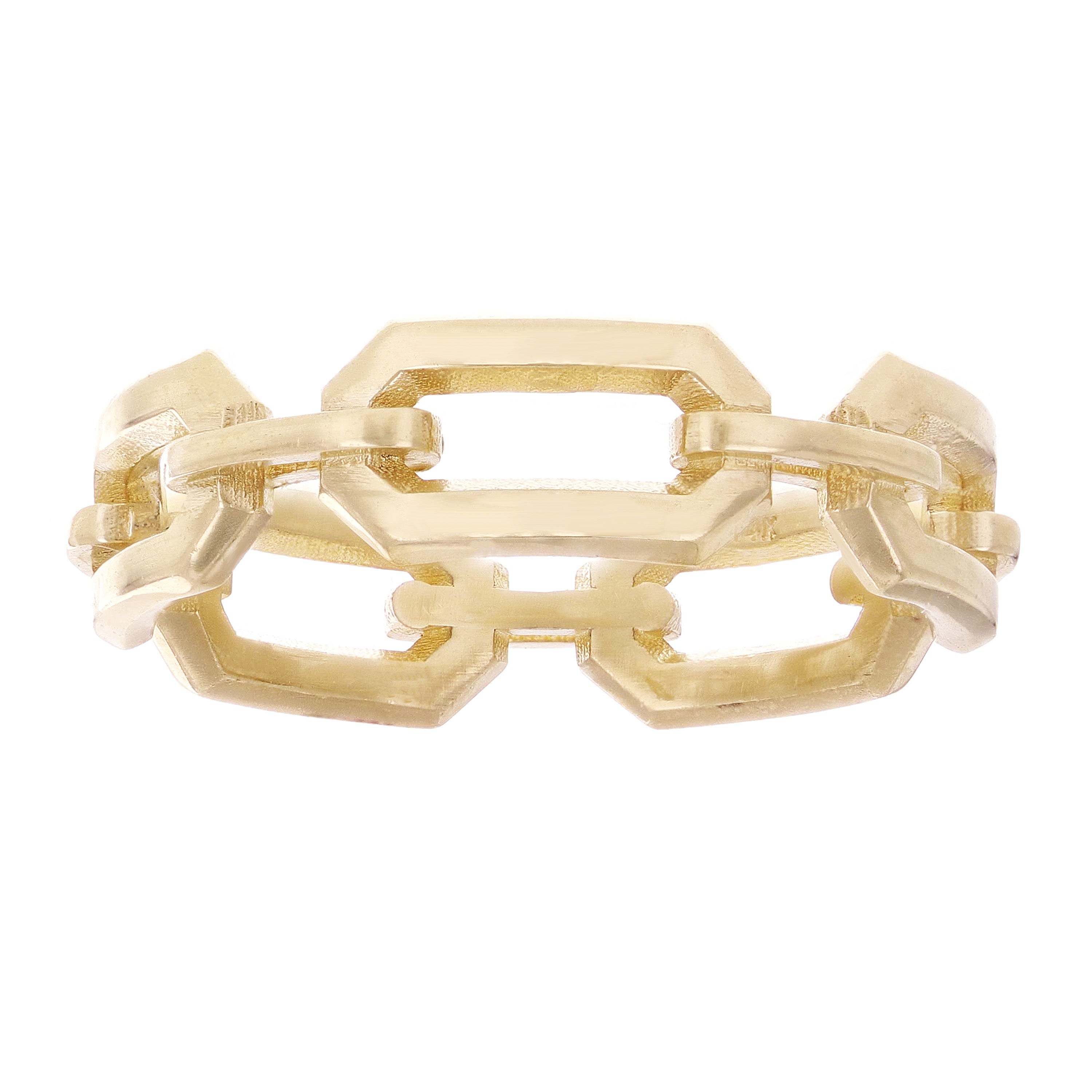 14k Yellow Gold Hexagon Band Stackable Ring Size 7.75 - 5.8mm 4.1 grams