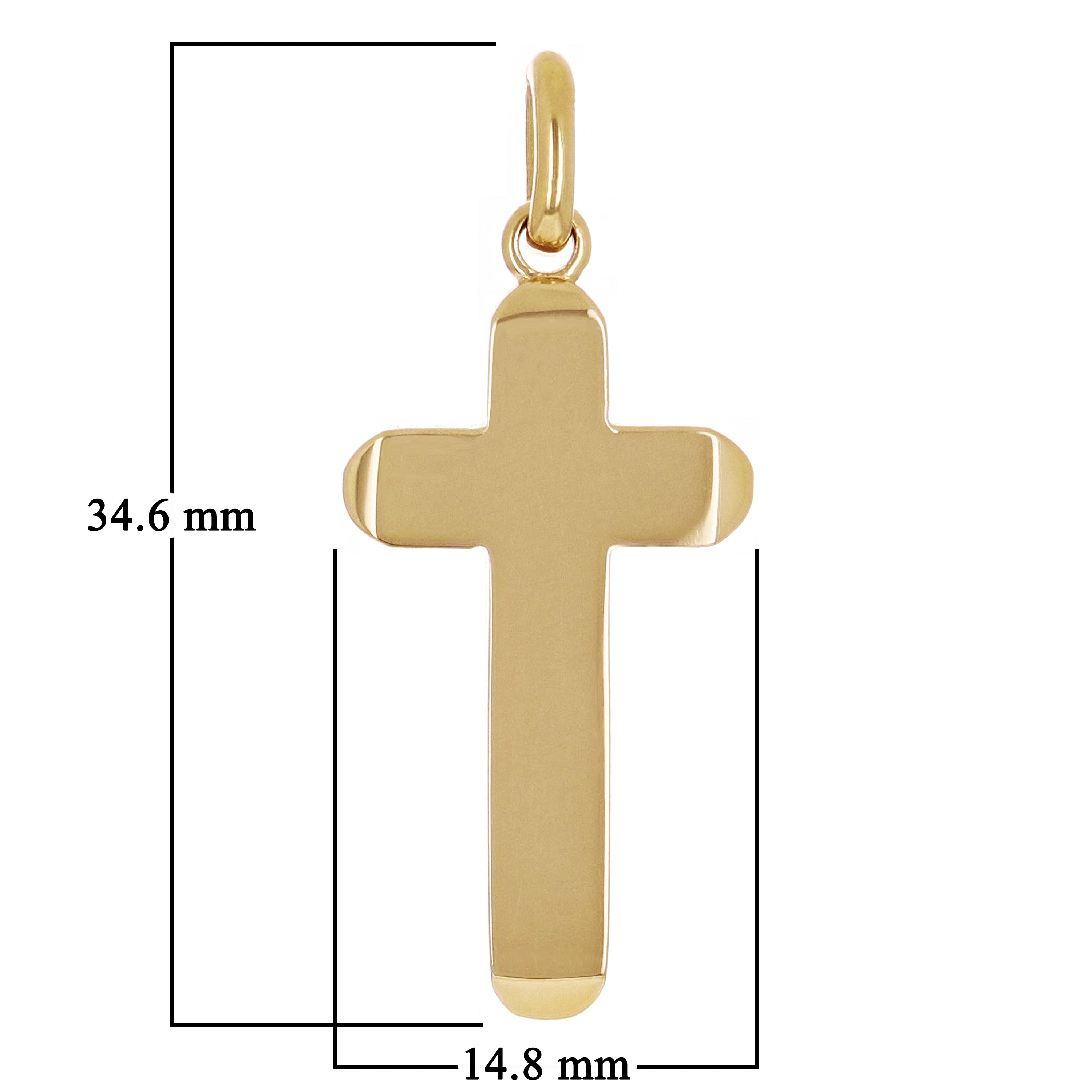 14k Yellow Gold Solid High Polish 3D Cross Charm Pendant 1.4" 3.9 grams