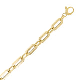 Italian 14k Yellow Gold Paper Clip Link Chain Bracelet 7.75" 7.2mm 6.4 grams