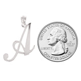14k White Gold Initial Letter A Alphabet Charm Pendant - Letter A,White