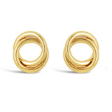 Italian 14k Yellow Gold High Shine Entwined Double Eternity Circle Stud Earrings - Yellow